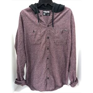 Zoo York Unbreakable Shirt Men's XL Burgundy Button Up Hoodie